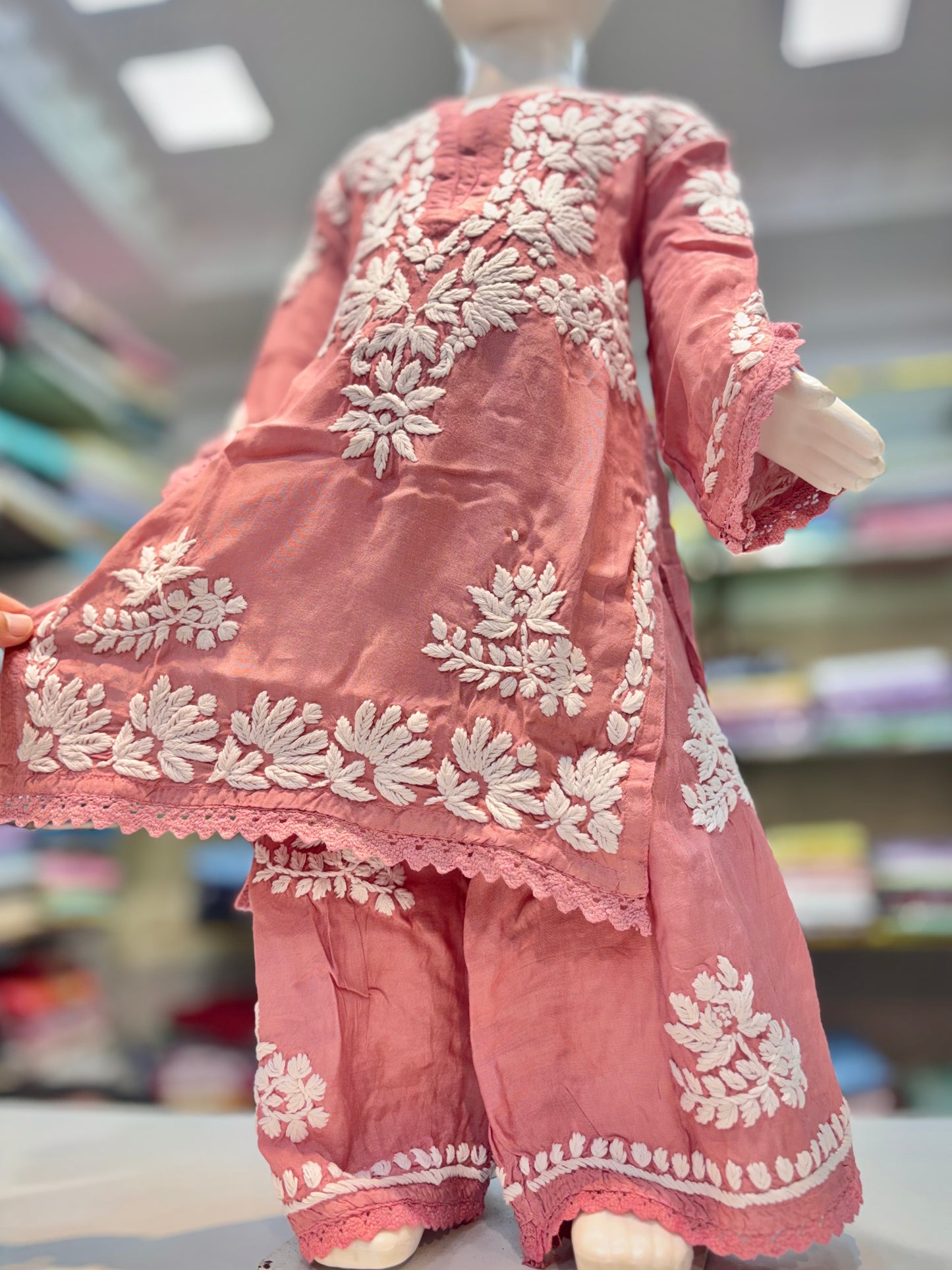 Iconic Muslin Kids Garara Set With 3d embroidery - Made for Tiny Trendsetters