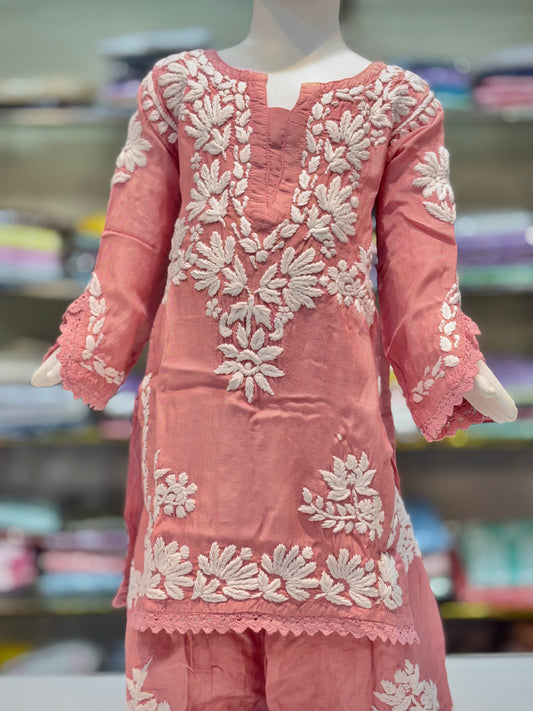 Iconic Muslin Kids Garara Set With 3d embroidery - Made for Tiny Trendsetters